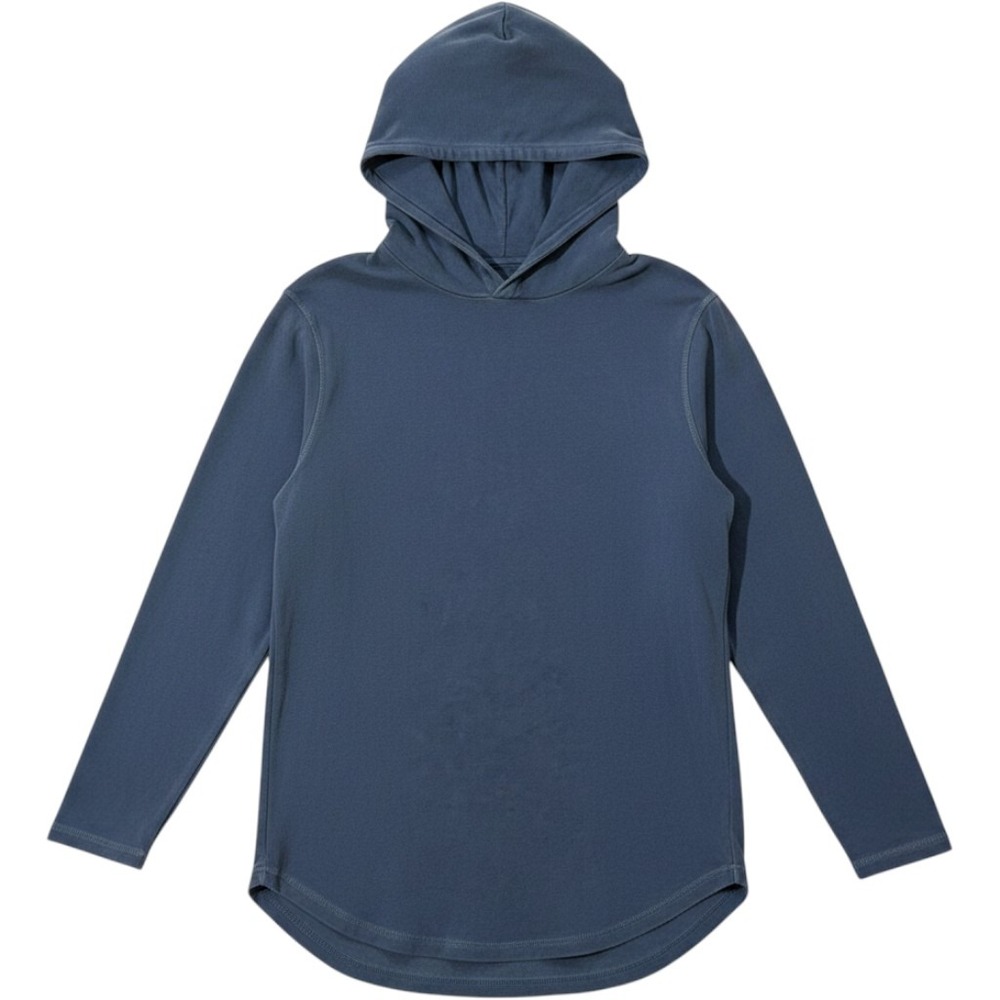 Goodlife Hoodie Mens Large Blue Pullover French Terry Curved Hem Made in USA